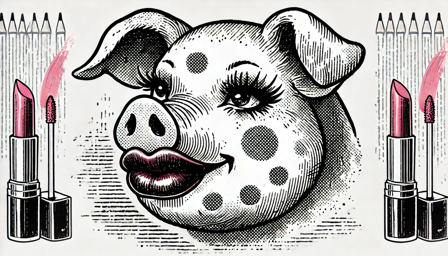 A pig with lipstick